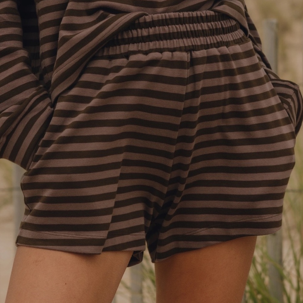 Daily Drills Brown Striped Women's Shorts